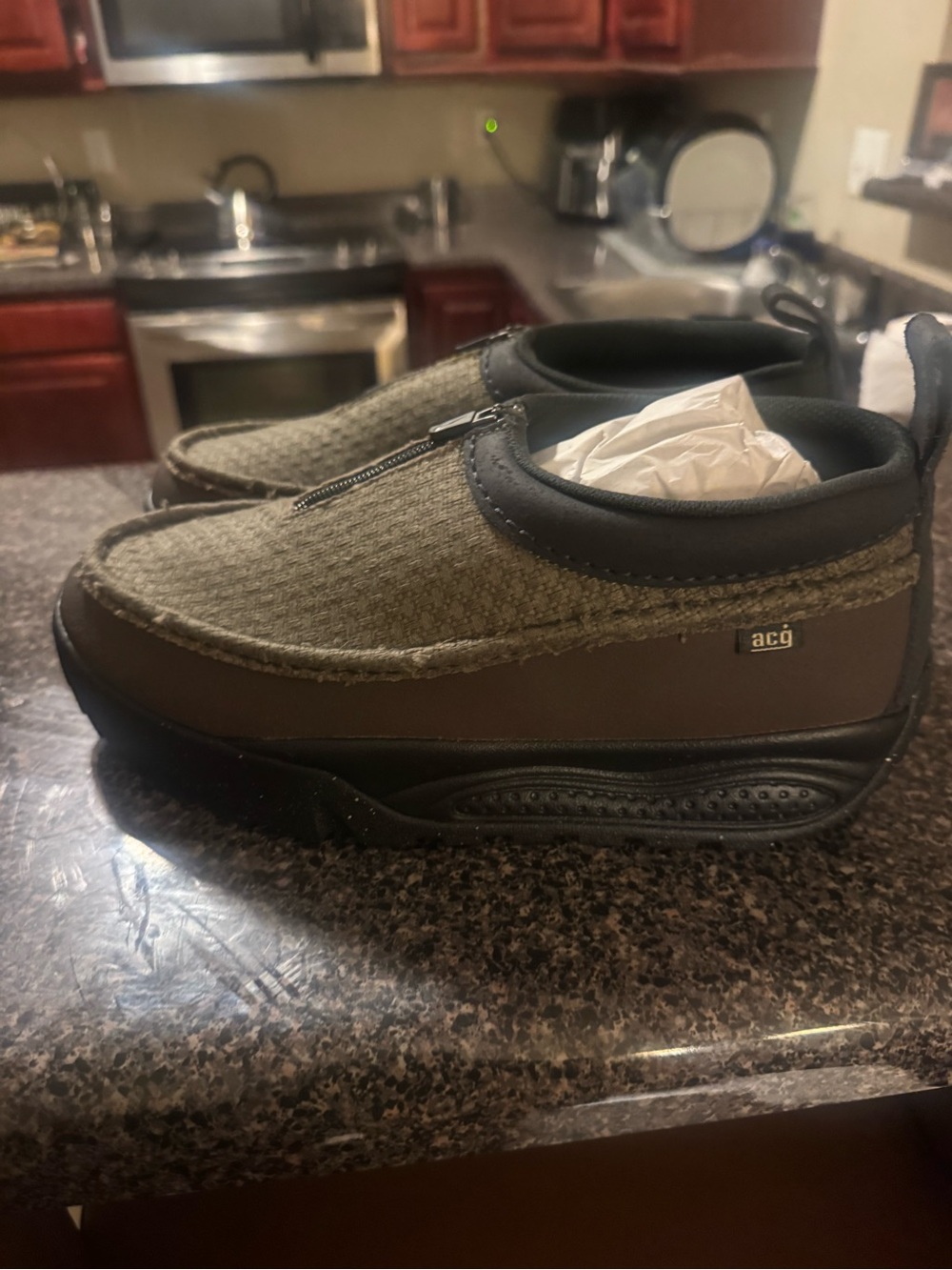 Nike Olive Green Slip-On Loafers with Black Sole no box top